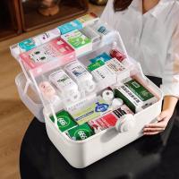 Botiquín de primeros auxilios de 3 capas, organizador de medicamentos de gran capacidad para almacenamiento de pastillas de emergencia familiar - details 5