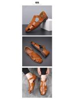 Sandalias hechas a mano con punta cerrada, zapatos romanos para hombre, de moda, con punta cerrada, transpirables, informales, de negocios, con hebilla decorativa. - details 2
