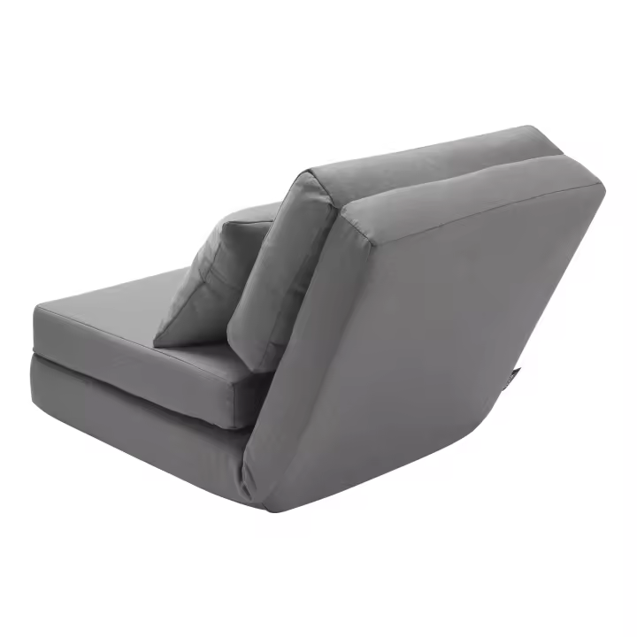 SucceBuy Silla convertible con tapa, sofá de piso ajustable de 5 posiciones, sofá cama tapizado plegable, para sala de estar, dormitorio, gris - 1