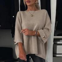 Suéter holgado con botones para mujer, Jersey de punto elegante con cuello redondo, informal, de manga larga, Color sólido, moda de invierno 2025 - details 0