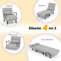 Sofá Cama Convertible Silla de Dormir Individual Tri-Fold con Respaldo Ajustable de 6 Posiciones, Cojín Desmontable y Asiento Tapizado Estructura Metálica Plegable (Azul) - details 25
