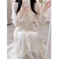Elegante Vestido Blanco Francés para Mujer Manga Corta, Estilo de Princesa de Hada, Cintura Alta, Moda de Verano - details 1