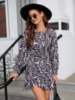 Vestido corto de manga larga para mujer, prenda elegante y bonita con cuello redondo, Estilo Vintage, a la moda, 2025 - details 8
