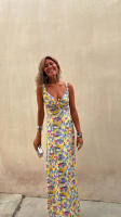 Vestido Tirantes Largo para Mujer 2025 Escote en V Ajustado, Estampado Floral - details 3