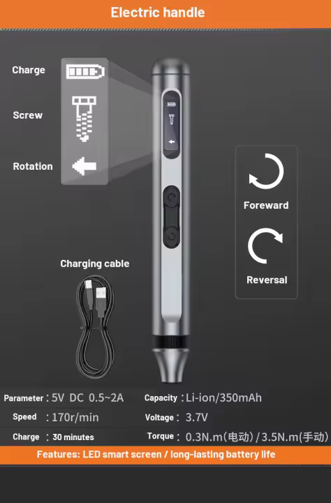 Destornillador Magnético Eléctrico de Precisión 52 en 1 con Pantalla Electrónica y Luz LED Herramientas Eléctricas de Carga Rápida - 1