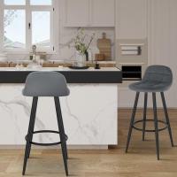 Sillas de Cocina Altas de Terciopelo Estilo Bar con Resalto y Reposapiés Altura del Asiento 70cm - details 4