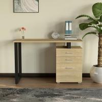 Escritorio Moderno de Madera y Acero 3 Cajones, Porta Ordenador, Diseño de Mesa de Trabajo, 120 x 50 x 75 cm, Decoración para Casa y Oficina - details 3