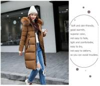 Abrigo de plumón para mujer, chaqueta de invierno con cuello de piel grande, chaqueta gruesa ajustada, Chaqueta de algodón con capucha a la moda, chaqueta larga de invierno para mujer - details 7