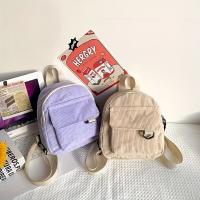 Mochila vintage de pana: EL VIENTO SOPLA EL RÍO FLUYE - 19cm/7.48in x 26cm/9.90in - Cierre de cremallera - Forro de poliéster - Perfecta para la escuela o salidas informales - details 1