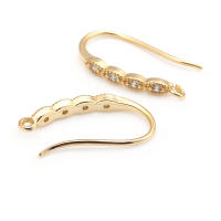Ganchos de Pendientes de Brasso Dorado 18K con Zirconia Accesorios de Joyería DIY de Alta Calidad para Mujeres - details 3