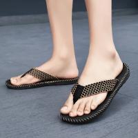 Chanclas ligeras de goma para hombre, zapatillas tejidas a la moda, sandalias informales para exteriores, zapatos de playa antideslizantes transpirables, novedad de verano - details 1