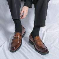 Zapatos de tacón bajo formales para hombre, mocasines informales antideslizantes, cómodos, transpirables, color negro y marrón, para fiesta de boda, Lea - details 12