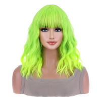 Peluca con flecos verdes, reemplazo de cabello falso natural para mujeres, peinado diario para niñas - details 7