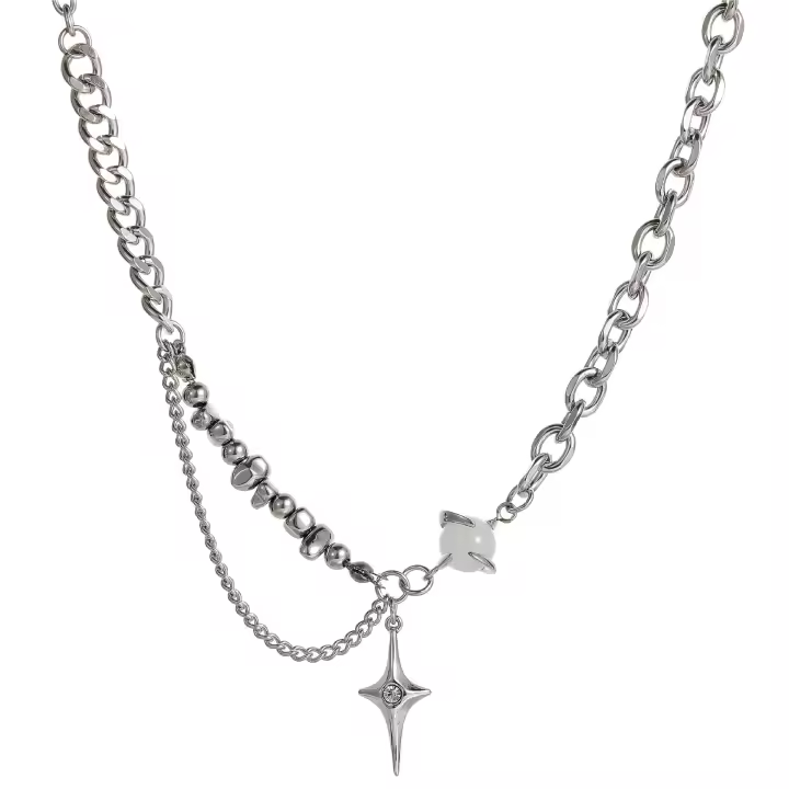 Collar de acero inoxidable para hombre y mujer, cadena de eslabones Curb, 50 + 5cm - 1