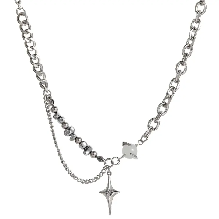 Collar de acero inoxidable para hombre y mujer, cadena de eslabones Curb, 50 + 5cm - 1