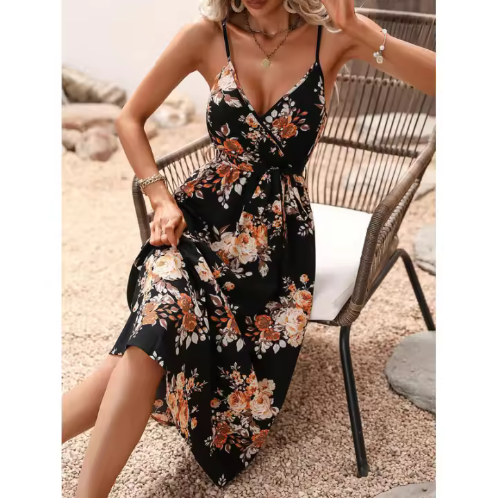 Vestido de tirantes con estampado de verano para mujer - 1