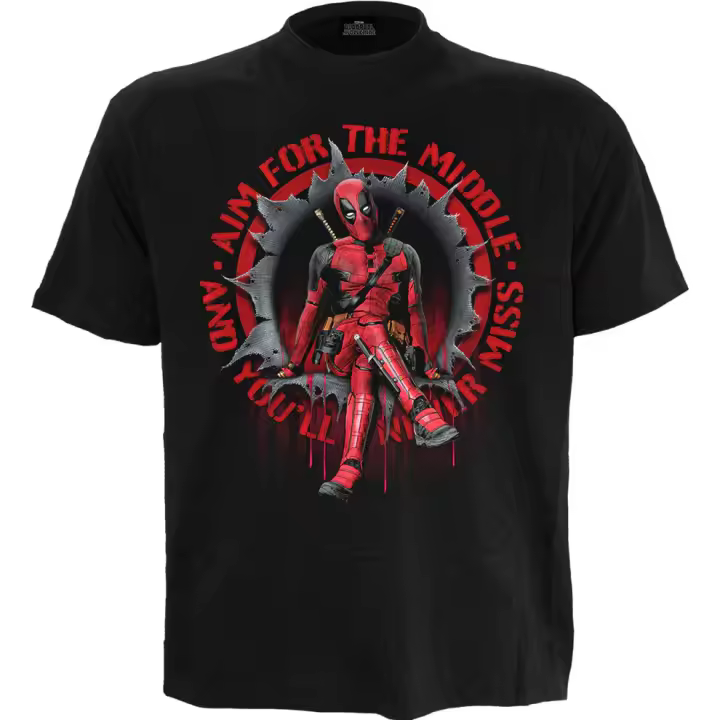 CAMISETA OFICIAL CON LICENCIA DE DEAD POOL AIM FOR THE MIDDLE - 1