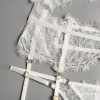 Lencería erótica, ropa interior sexy de encaje hueco, conjuntos exóticos transparentes, conjunto sensual de sujetador y bragas con aros con ligas - details 18