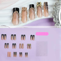 Wearable premium largo tubo negro francés taladro completo flash manicura uñas postizas removibles - details 3
