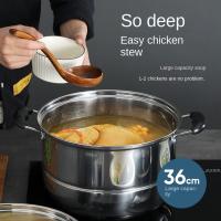 Olla vaporera multiusos de 2 capas con rejilla de vapor, doble caldera, utensilios de cocina de acero inoxidable, olla humeante para sopa espesa - details 14