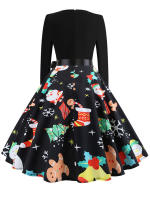 Women winter Christmas 50s 60s vintage swing elegant party a line dress - details 3