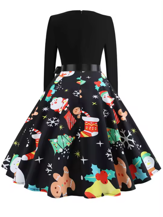 Vestido de fiesta elegante estilo vintage de los años 50 y 60 de Navidad de invierno para mujer - 1