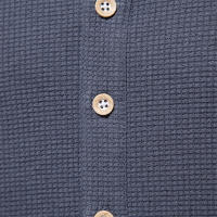 Camiseta de manga corta de punto con cuello Henry, camiseta informal de cuello redondo de color sólido para hombre, camiseta de gofre de talla europea - details 9