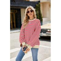 Sudaderas de cuello redondo a rayas para mujer con prendas de vestir exteriores de colores contrastantes - details 10