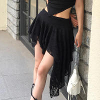 BUNO-falda de encaje asimétrica de estilo coreano, atuendos de fiesta sexys a la moda, falda corta de cintura baja, ropa de discoteca estética dulce - details 11