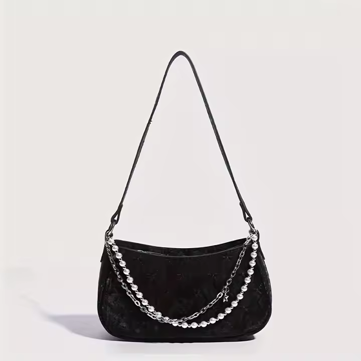 Elegante Bolso de Monarca con Cadena de Metal y Mariposas Bolso de Mano Desmontable para Mujeres - 1