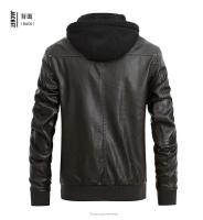 Chaqueta de cuero para motocicleta cortavientos con cremallera y cuello levantado de PU para hombre, informal, ajustado, de lana, para invierno, Otoño e Invierno - details 5