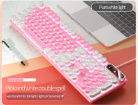 Teclado de máquina de escribir para juegos, periféricos redondos de 104 teclas con cable, Color a juego, retroiluminado, para ordenador de escritorio y portátil - details 5