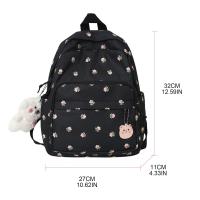 Mochila pequeña de nailon para mujer, morral informal ligero antirrobo con bonito abalorio de oso de felpa, 28GD - details 5