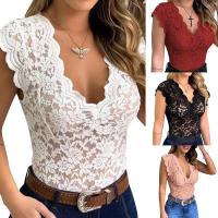 Camiseta de Mujer sin Mangas de Encaje con Cuello en V Ajuste Perfecto, Ropa de Alta Gama - details 2