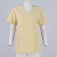 Uniforme de enfermera de color sólido para mujer, traje de pantalones de manga corta con cuello en V de tela de secado rápido, uniforme de enfermería con múltiples bolsillos - details 18
