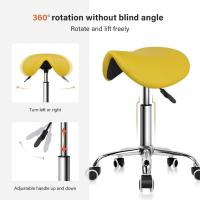 Taburete con Ruedas Silla Trabajo Altura Ajustable Giratorio Taburete de Oficina con Asiento de Silla de Montar Negro - details 10