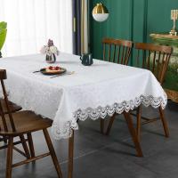 Battilo Ence mesa de comedor rectangular floral blanco bordado mantel impermeable, boda, fiesta, hogar - details 33