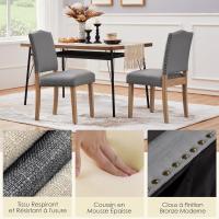 Juego de 4 sillas de comedor con respaldo alto, sillas de cocina, patas de madera maciza, diseño clásico, con botones bronceados, sillones y sillas para salón, asientos tapizados - details 14