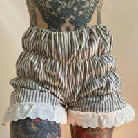 Maemukilabe Pantalones cortos Ence Lantern para mujer, ropa de calle en capas vintage, rayas, cinturilla elástica, pantalones de salón, burbuja, Y2k - details 1