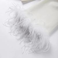 Abrigos elegantes con cuello de plumas para mujer, chaquetas informales lisas con una botonadura, prendas de vestir holgadas y elegantes para otoño - details 5