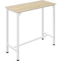 Mesa de Bar Estrecha, Mesa Alta Cocina, Mesa Estrecha Alta Recepcion, Mesa Auxiliar Cocina, Metal+Madera, Patas Ajustables, de Estilo Industrial, Roble Claro + Blanco - details 0