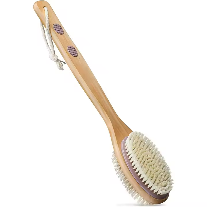 Depurador trasero para ducha, cepillo trasero de mango largo de doble cara con cerdas suaves y exfoliantes - 1