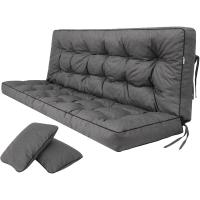 Cojines de Asiento y Respaldo Impermeables Diseño Acolchado y Correas 100 cm Marrón - details 9