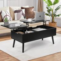 Mesa de Centro, Mesa de Centro Regulable en Altura, Extraíble, Extensible, Compartimento de Almacenaje Oculto Independiente, Tablero Elevable Doble, Mesa de Sofá de Salón, Color Nogal - details 27