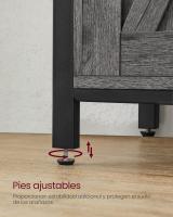 Aparador, Armario de Cocina, Armario de Almacenamiento, con 2 Puertas Correderas, 33 x 100 x 80 cm, Estantes Ajustables, para Salón, Marrón Rústico y Negro - details 24