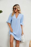 Vestido túnica para mujer, corto de verano, elegante blusa, informal, holgado, con mangas medias - details 2