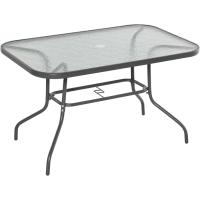 Mesa de Jardín Exterior Rectangular de Metal con Borde Curvado Capacidad de 70kg Vidrio Templado - details 0