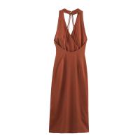 PB & ZA2025leisure estilo de vacaciones cuello halter diseño asimétrico vestido suelto sin mangas novedad de verano ropa de mujer - details 2