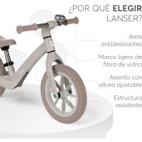 Bicicleta Sin Pedales LANSER, Bici Niño 2 Años, Bicicleta Equilibrio, Desde 2 hasta 6 años, Ultraligera, Sillín Ajustable, Beige - details 8