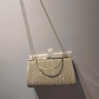 Luxy Moon-Bolso de mano de lujo para mujer, bolsa de mano de noche de albaricoque, bolso de hombro con cadena de fiesta, bolso de boda con lentejuelas femeninas - details 0